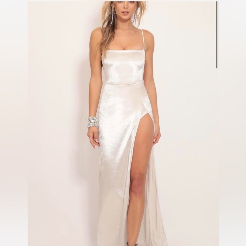 Elegant White Satin Dress